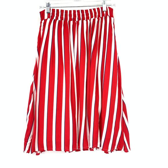 Modcloth X Collectif Ornella Yacht Stripe Skirt Womens 8 Red White Blue Stripe - Picture 2 of 8